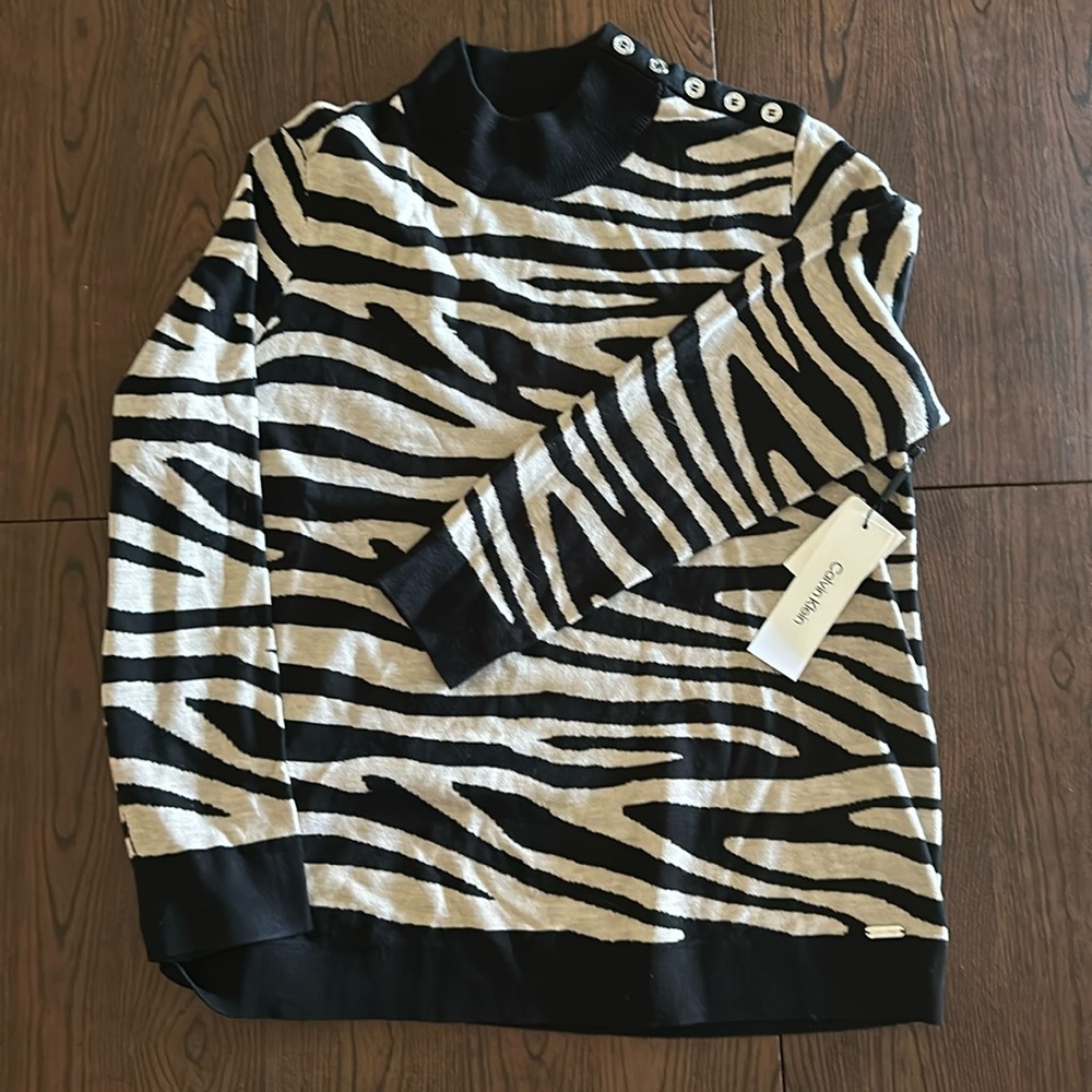 NWT Calvin Klein zebra print sweater